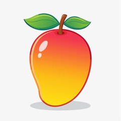 Vibrant cartoon mango illustration showcasing its smooth gradient and glossy highlights