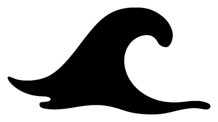Obraz premium Dynamic Silhouette of Ocean Wave, Black Design on White Background