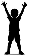 Fototapeta premium Silhouette of a Celebrating Child with Arms Raised