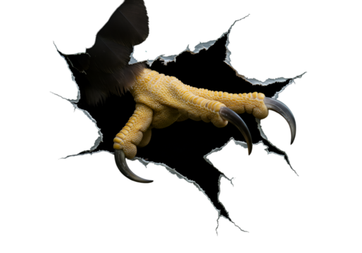 Realistic Illustration Of An Eagle Claw Breaking Through Black Background