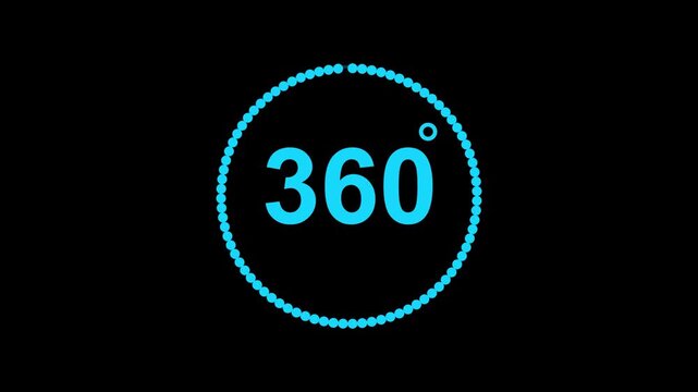 360 degree view icon animation, Icon 360&deg; animation with optional lama matte. Angle 360 degree Virtual reality Panorama Transparent background.
