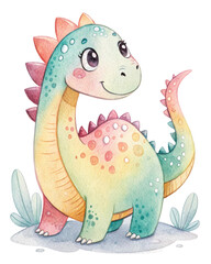 Cute Watercolor Dinosaur 