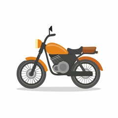 Stylized orange motorcycle illustration against a clean white background offering a simple and classic design