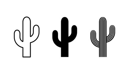 Cactus icon. Cactus desert silhouettes set. Cactus tree icon silhouette vector. Saguaro cactus icon
