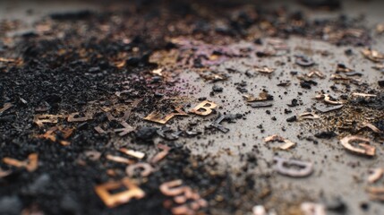 Burnt Metal Letters on Ashes – Lost Communication Concept