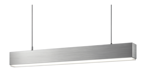 A pendant LED kitchen island light fixture, casting bright, even illumination over cooking areas.