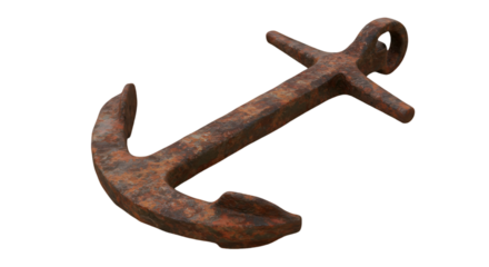 Realistic Rusty Anchor Isolated On Transparent Background Photo