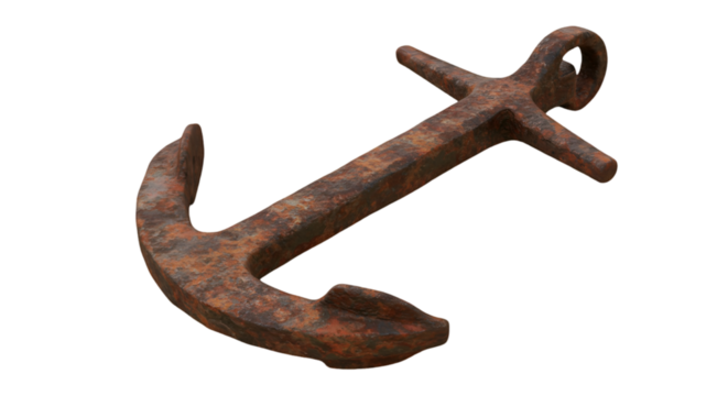 Realistic Rusty Anchor Isolated On Transparent Background Photo