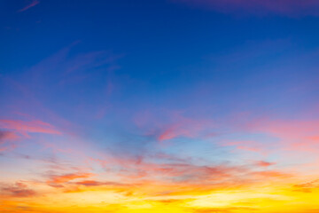 Colorful morning sky and clouds backdrop,Beautiful Vivid sky painted by the sun leaving bright golden shades