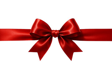Elegant Red Gift Bow with Shiny Fabric Texture – High-Resolution Holiday Decoration Isolated for Commercial Use