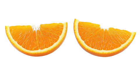 Two orange slices fruit halves isolated on transparent png background