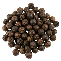 Obraz premium Realistic Black Pepper Grains Isolated on Transparent Background Macro Closeup
