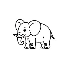 Fototapeta premium Cute elephant outline animal cartoon