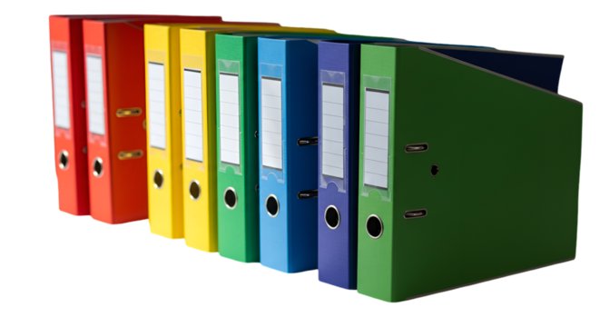 Vibrant Colored Binders Illustration On Isolated Transparent Background - Powered by Adobe