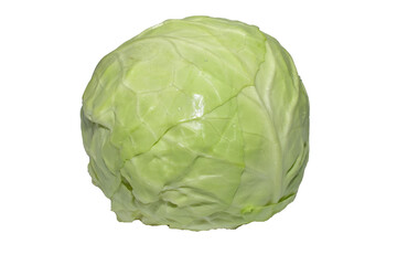 Head of ripe and juicy cabbage on PNG background.