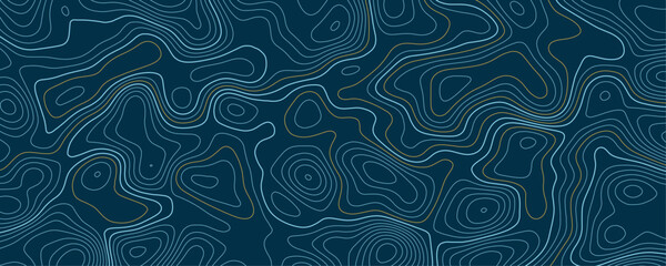 Abstract background wavy topographic line contour geography map. Seamless pattern and banner design. Modern and dynamic feel to topographic mapping vector illustration.	
