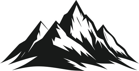 Minimalist Black and White Illustration of Sharp Mountain Peaks