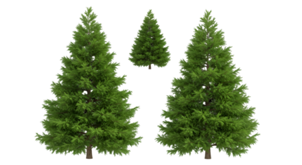 Realistic Green Pine Trees Isolated On Transparent Background Illustration