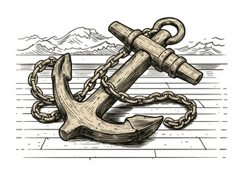 Vintage Anchor Illustration On Transparent Background Nautical Sea Design