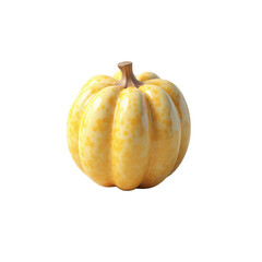 Detailed illustration of a small, decorative, yellow pumpkin.