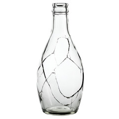 Transparent Glass Bottle Shattered Isolated on White Background Illustration