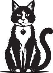 Obraz premium Black cat silhouette vector icon on white background 