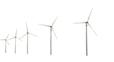 Realistic Illustration Of Wind Turbines Isolated On Transparent Background