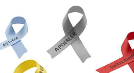 Various Color Awareness Ribbons On A Transparent Isolated Background