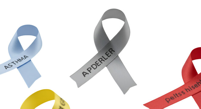 Various Color Awareness Ribbons On A Transparent Isolated Background