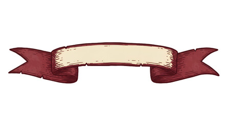 Vintage Red Ribbon Banner Illustration Isolated On Transparent Background