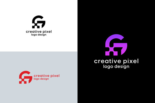 G letter pixel logo design vector template 