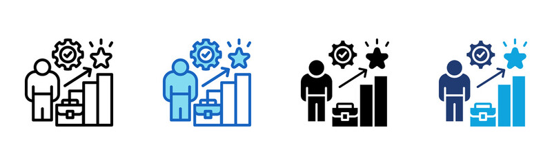 Profesional Growth icon Multi Style Vector Illustration