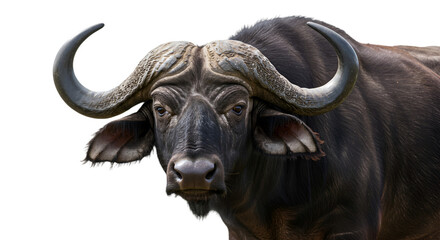 Naklejka premium Realistic Portrait Of A Black Buffalo Isolated On Transparent Background