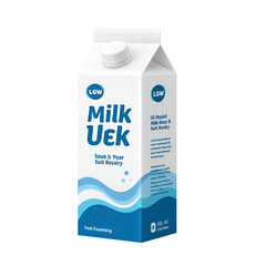 Realistic Milk Uek Carton Illustration With White Blue Colors Isolated on Transparent Background