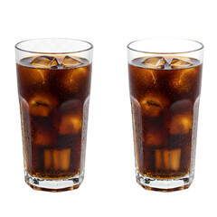 Two Glasses Of Refreshing Cola Drink With Ice On Transparent Background Photo