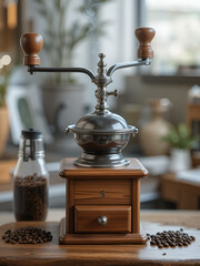 Manual crank coffee grinder
