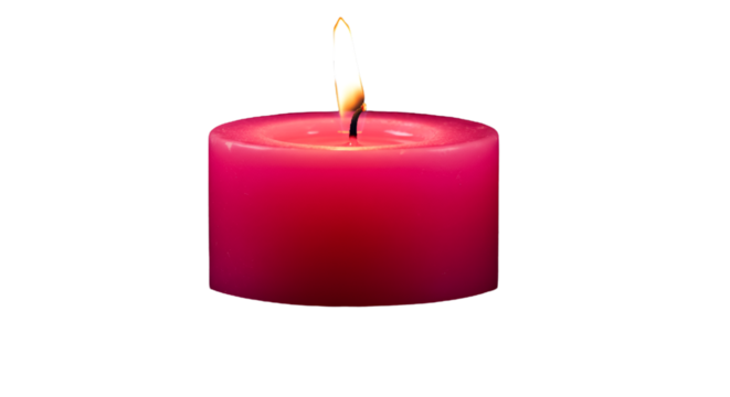 Realistic Photo Of A Burning Red Candle With Flame On Black Background