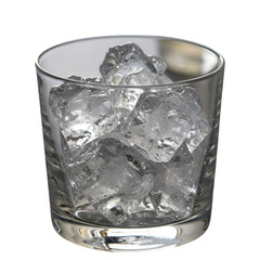 Transparent Isolated Realistic Glass Filled With Ice Cubes Closeup View