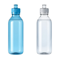 Transparent Water Bottles Illustration With Blue and White Colors Isolated