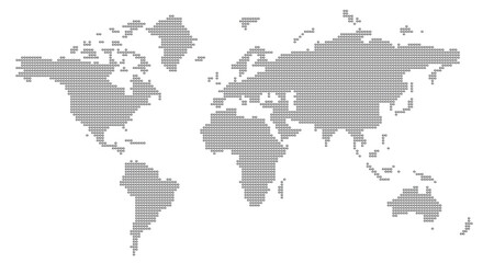 World Map composed of dots isolated on transparent background. World map silhouette ideal for design backgrounds and info graphic elements.3D illustration