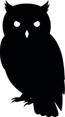 Black owl silhouette with glowing eyes