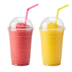 Two Refreshing Smoothies Illustration With Yellow And Pink Drinks And Straws
