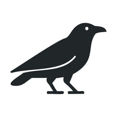 Fototapeta premium Silhouette of a standing raven on white background