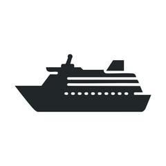 Obraz premium Silhouette of large cruise ship icon on white background