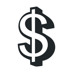 Obraz premium Black dollar sign icon on white background