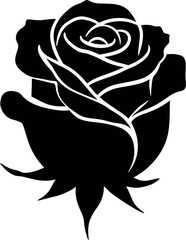 Black rose silhouette elegant floral vector art
