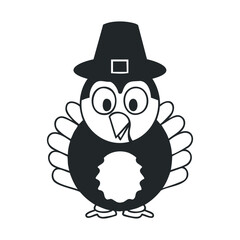 Cartoon turkey with pilgrim hat: thanksgiving illustration