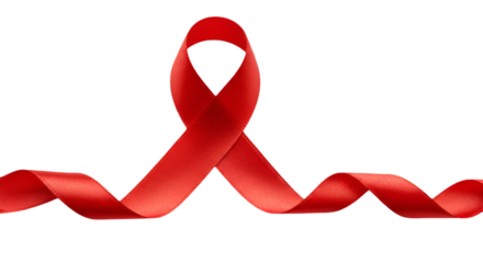 Red Ribbon Symbol On Black Background Isolated Awareness Illustration