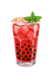 Refreshing Drink Illustration Isolated On Transparent Background With Mint Leaves