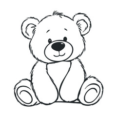 Cute black and white teddy bear illustration with smiling expression